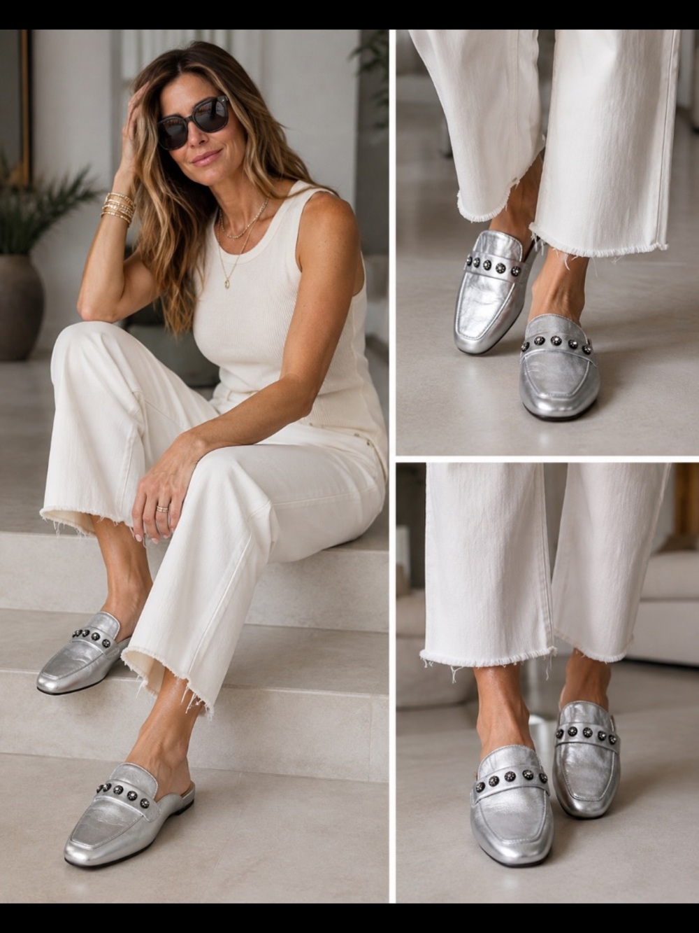 Fitflop / silver slides with jewel embelishment